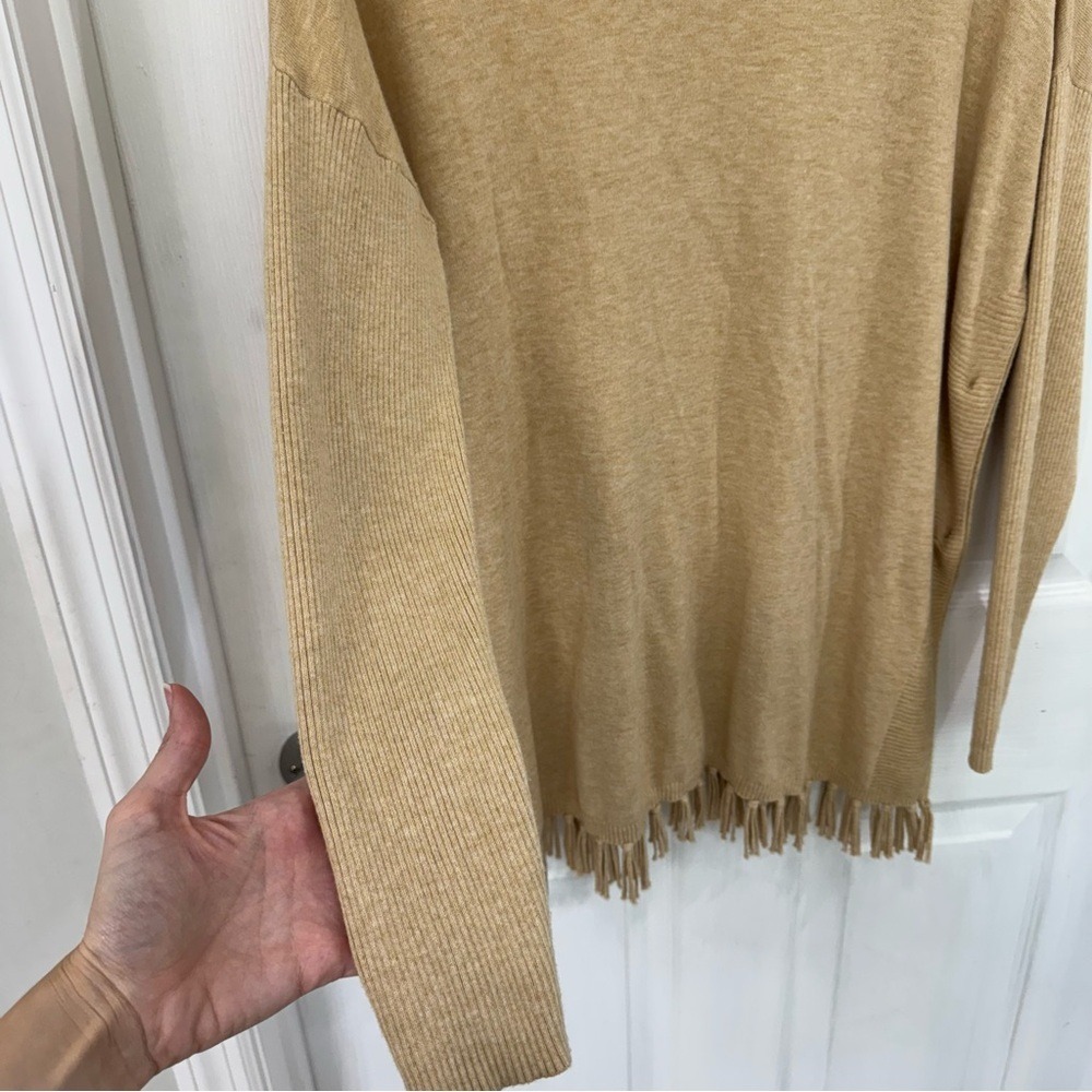 Lilly Pulitzer Women's Long Sleeve Tan Sweater with Buttons and Fringe Tassels - Picture 8 of 8